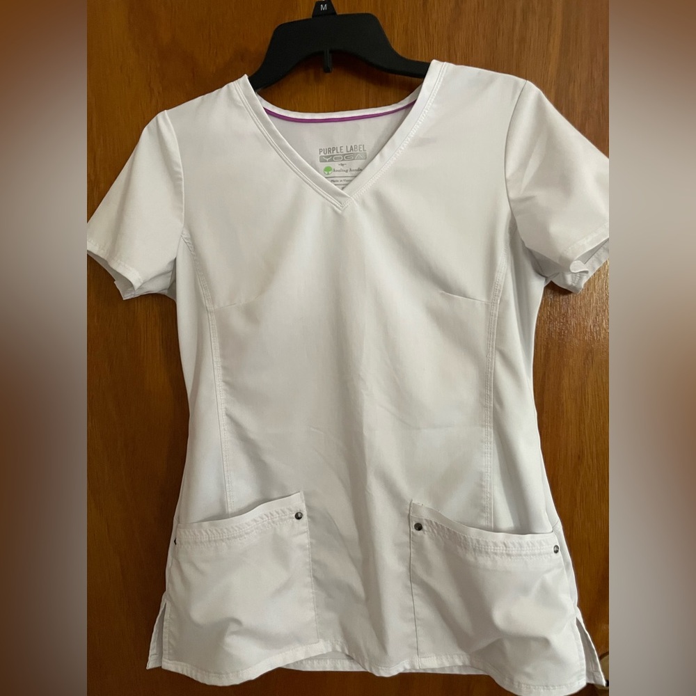 Purple Label White Scrub Top
